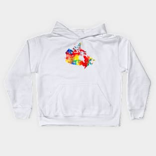 Canada Watercolor Map Painting Kids Hoodie